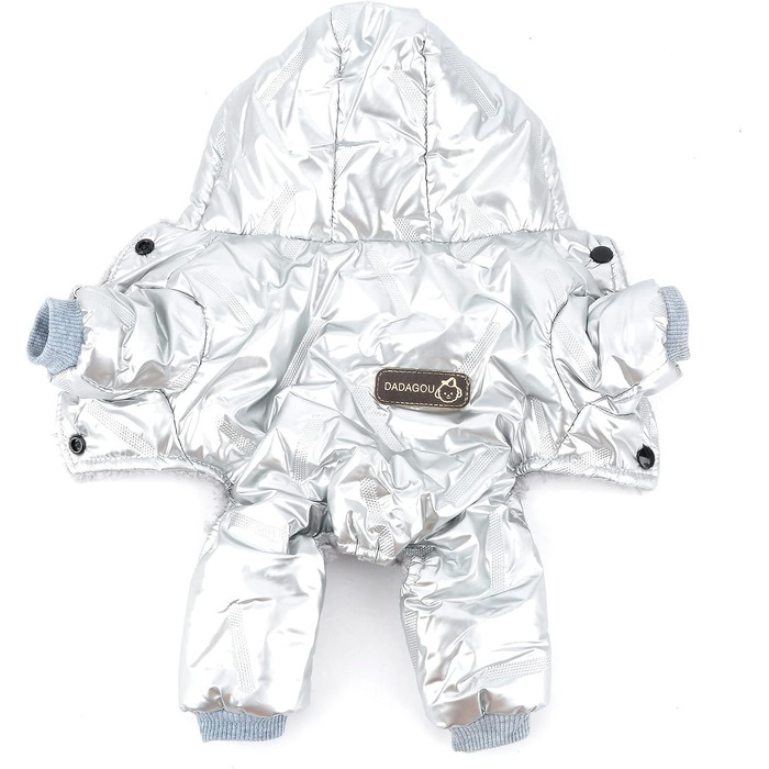 Водонепроникний зимовий костюм для собак Zunea, теплий флісовий пуловер з капюшоном, підходить для маленьких собак, сріблястий L