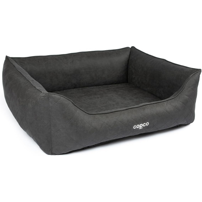Ортопедичне ліжко для собак CopcoPet Hugo з велюровою обробкою L/XL 100 x 80 см – віско-матрац для собак знімний чохол, неслизьке, легке у догляді – для середніх собак, захист суглобів, стабільна форма 100 x 80 см, ортопедичне (125 x 100 см, чорний)
