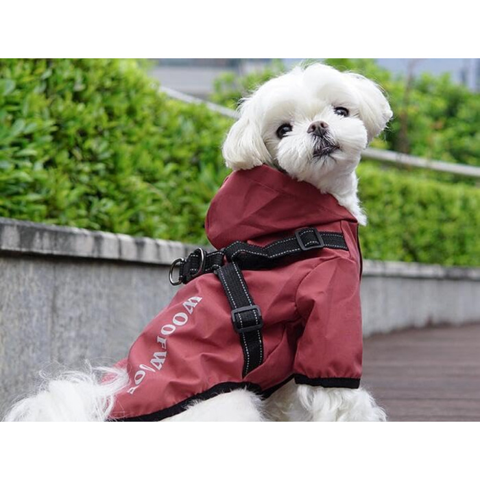 Водонепроникний дощовик для собак, дощова куртка з капюшоном для тварин, червоний, розмір XXL (56 см)