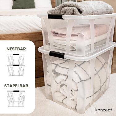 Ящик для зберігання Konzept з кришкою, 55 л, BPA-free, міцні затискачі