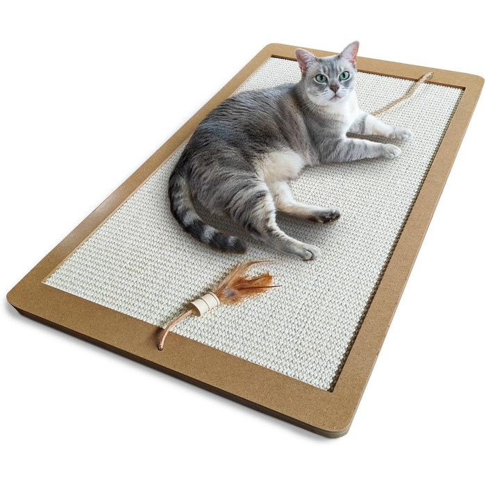 Котячий кігтетоп Planky XXL - великий килимок для дряпання котів з дерева, 70x35 см, 80x40x2 см