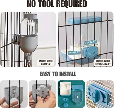 Автоматичний диспенсер для корму та води для домашніх тварин, підвісний, для собак, котів, кроликів, морських свинок, шиншил, їжаків, хорягів (блакитний)