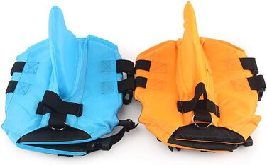 Спасальний жилет для собак з принтом акули, оранжевий, розмір M