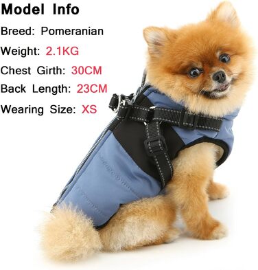 Теплий зимовий одяг для собак та котів - флісова куртка з повдком, D-подібним кільцем, світловідбиваючими елементами, для чихуахуа, йоркширського тер'єра (блакитний, XS)