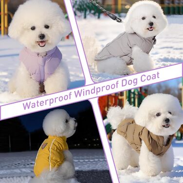 Водонепроникна та вітрозахисна жилетка для собак з D-кільцем, тепла зимова куртка для собак (Lila, S)