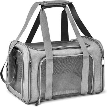 М'яка переноска для котів та собак, складана переноска для кота з дихаючою сіткою, оксфордська тканина з плечовим ременем для маленьких собак, котів та кроликів (Сірий)