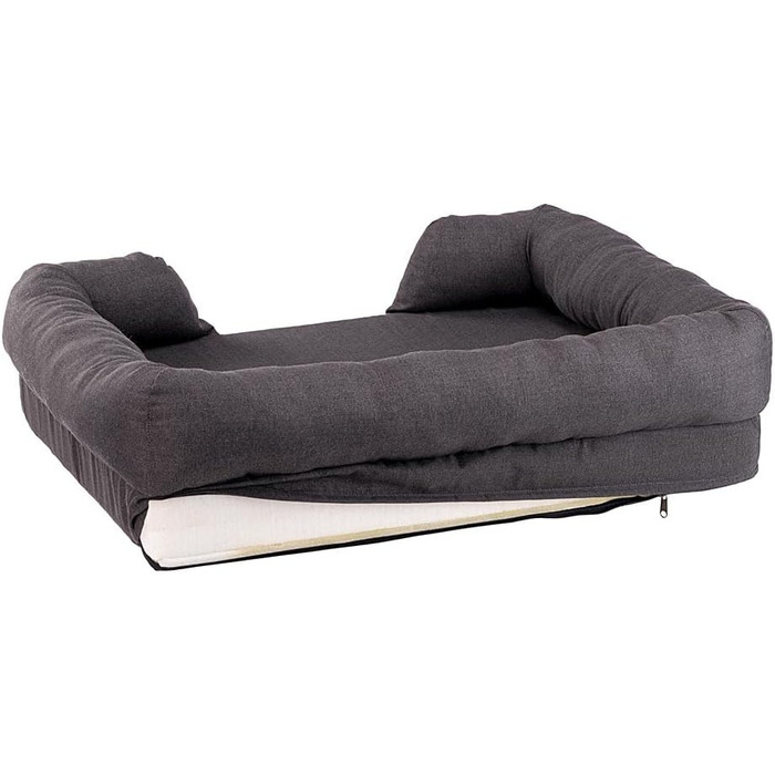 Крісло-ліжко для собак великих порід Ferplast, м'який ортопедичний лежак з memory foam, 93 x 73 x 22,5 см, сірий, миється