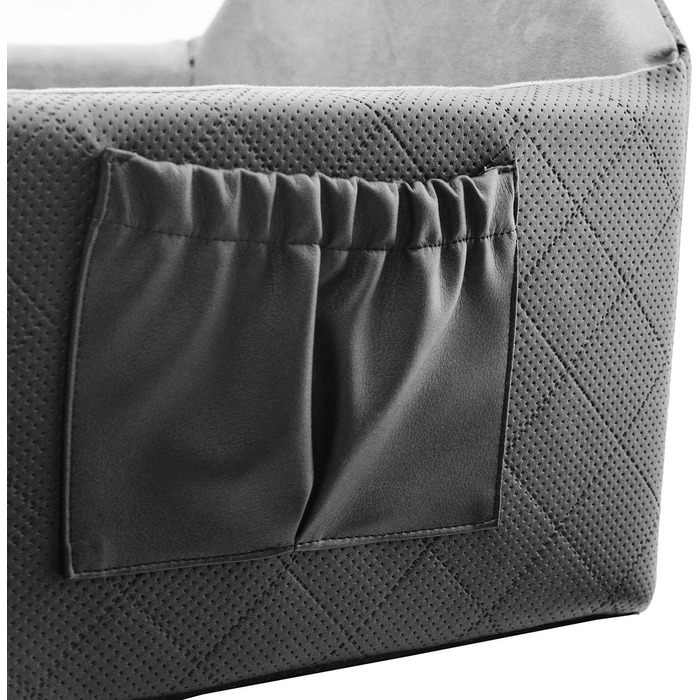 Автоматичний автокрісло для собак 2в1 | Універсальне миюче автокрісло для заднього та переднього сидіння | Лежанка для собак та котів | Чорний колір | Штучна шкіра, пухнастий плюш | 48 x 48 см