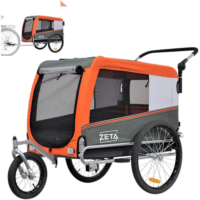 PAPILIOSHOP: Причеп для собак та котів, вагон для домашніх тварин, 3 розміри, Оранжевий L