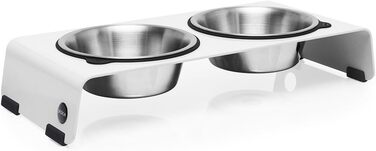 Підвищена годівниця для собак Jaska ARC з нержавіючої сталі та сталі (білий, S)