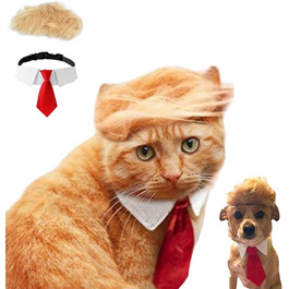 Блондин для домашніх тварин з бантиком: Іконічна та кумедна шапочка Tupemütze, косплей-одяг, костюм, аксесуари на Хелловін (червона краватка, L)