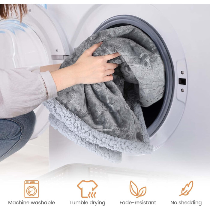 Водонепроникний коврик для собак PETTOM, 145 x 127 см, фліс Sherpa, захист дивану, миється, двосторонній, сірий