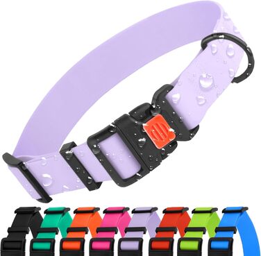 Водонепроникний нашийник для собак CollarDirect: регульований, силікон/пластик, антибактеріальний, легко миється, безпечна застібка. Підходить для собак маленьких, середніх та великих порід (XL (45-66 см), L (35-45 см), фіолетовий)