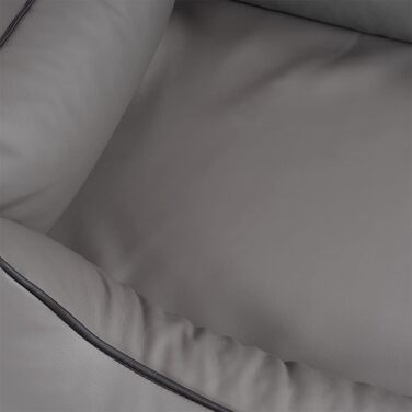 Ортопедичне ліжко для собак Knuffelwuff Montana з штучної шкіри, M-L, 85 x 63 см. Знімний чохол, легко мити, для великих, середніх та маленьких собак (Сірий, L 85 x B 63 x H 23 см)