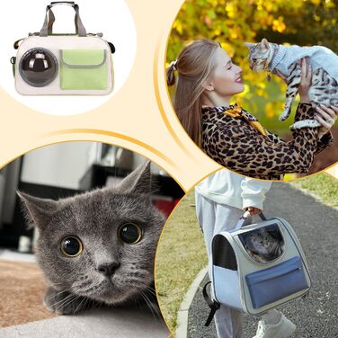 Транспортна сумка для кота Transportbox Katze - складана переноска для кошенят з віконцем, дихаюча сумка-переноска для собак, для подорожей літаком, на природі, кемпінгу, мотоциклі, в авто (зелена)