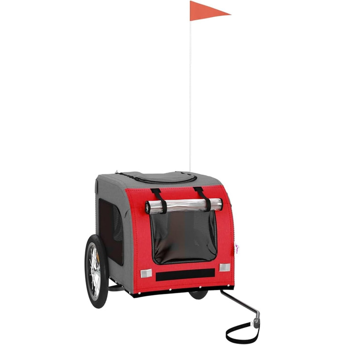 Причіп для велосипеда для собак, червоний та сірий, Oxford-тканина та метал, модель 93831