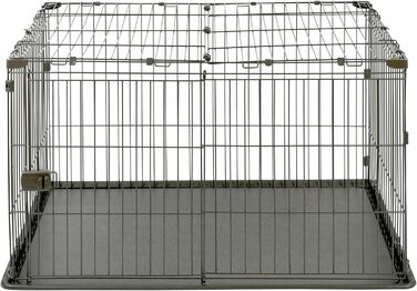 Клітка для собак та котів Iris Ohyama STS-1200TY з дахом та дверима, коричнева, 66 см, з колесами, для собак та кошенят, для використання в приміщенні та на вулиці