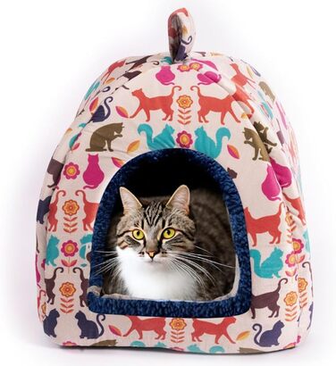 Котяче ліжко-bo&flash Design New York 38x38x40 см – м'яка пральна будка для котів з подушкою, фірмова затишна котяча хата, стійка форма, плюш, Marielle Cat