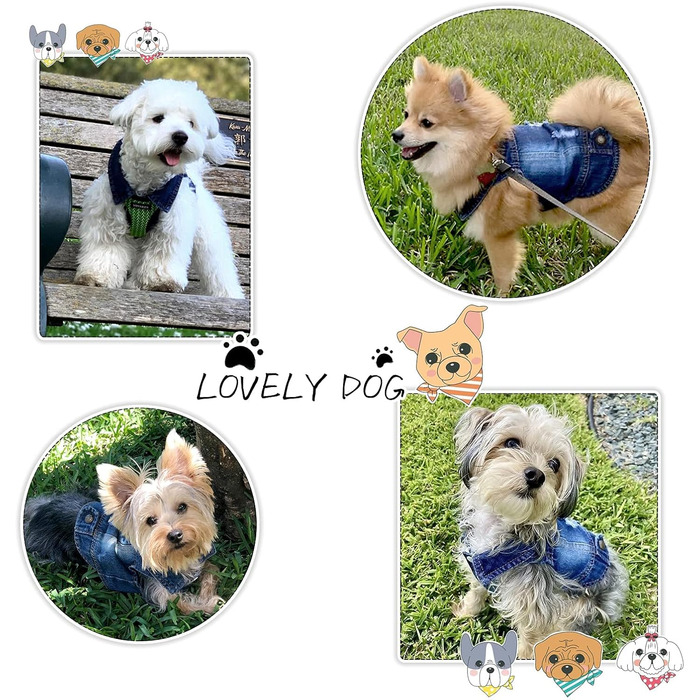 Комбінезон для собак та котів SILD Cool Vintag Washd Dnim Jack Jumpsuit, блакитний, 6 стилів, XS-XXL