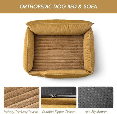 ClevaHome Ортопедичне собаче ліжко/софа для маленьких собак та котів – водовідштовхувальний та пральний чохол, неслизьке дно, комфортне ліжко з піною типу 
