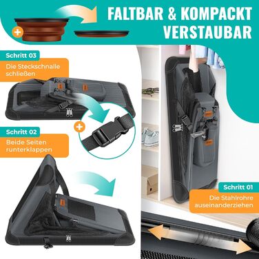 Транспортна переноска для собак та котів S 50x34x36 см | Складана переноска для тварин з мискою та плечовим ременем | для котів та собак, колір антрацит