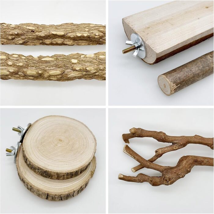 Набір з 9 дерев'яних перекладин Allazone для птахів, гойдалки для папуг, аксесуари для клітки, стиль 2