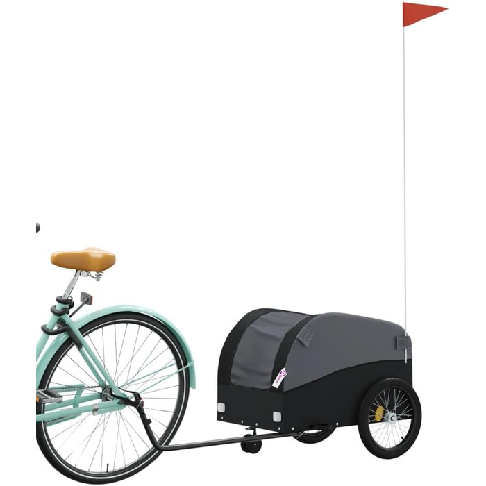 Причіп для велосипеда, причіп для собак, вантажний причіп, чорний, 30 кг, сталь, компактна упаковка, проста збірка