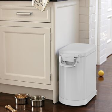 Контейнер для кормів для тварин simplehuman, стійкий до відбитків пальців, 25 л, біла сталь