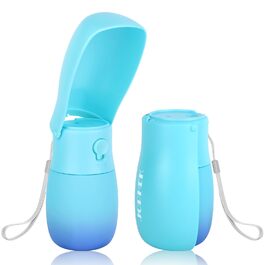 Портативна пляшка для води для собак та котів JOPHEK 300 мл з фільтром з активованого вугілля, блакитна