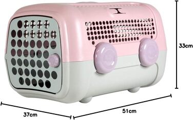 Транспортна бокс United Pets A.U.T.O. Design для малих собак і котів, Італія, рожево-сірий, з гігієнічним килимком 51x37x33 см, переноска для подорожей