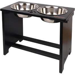Підвищені годівниці для собак великих порід, годівниці на підставці, без розливання, годівниця для собак велика з 2 мисками з нержавіючої сталі (чорний) XL, висота 35.56 см, об'єм миски 48 oz (чорний)