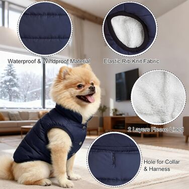 Теплий зимовий одяг для собак: водонепроникна куртка з флісу для великих собак. Зелений пуловер для собак, розмір M, колір синій