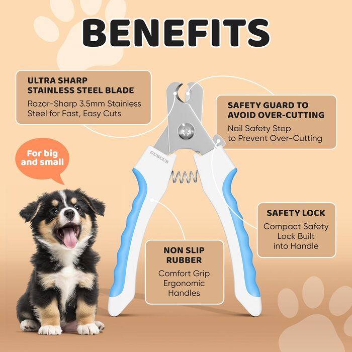Гребінець та кусачки для собак, високоякісні, з захистом та пилочкою для нігтів, аксесуари для догляду за собаками, підходять для котів, кроликів та морських свинок, блакитні
