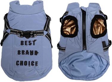 Теплий водонепроникний одяг для собак, зимова жилетка, куртка, сніговий одяг для собак з міцною шлейкою для холодної зими, блакитний, 3XL XXXL