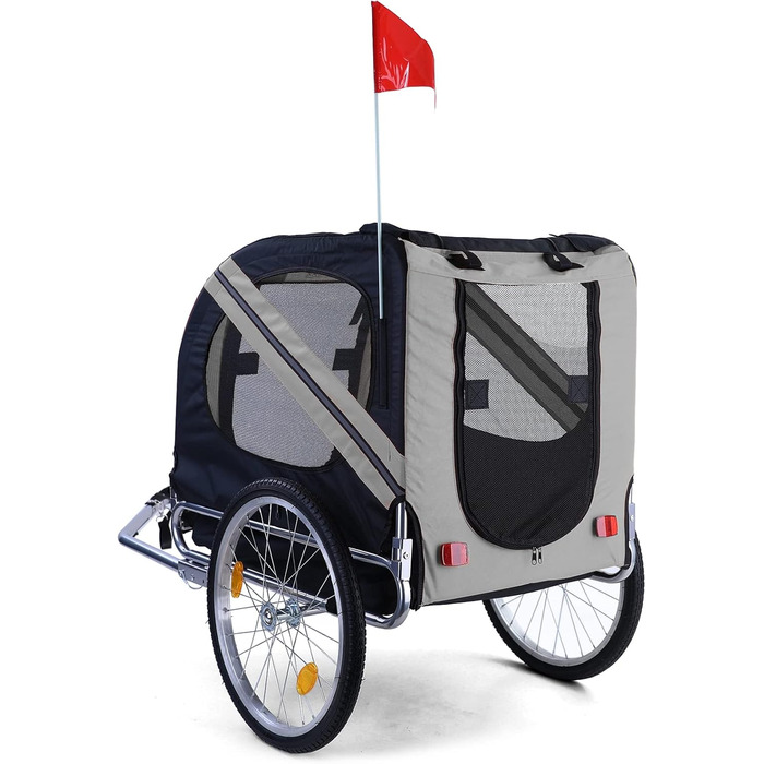 Причіп для велосипеда для собак, складний, до 40 кг, сірий/чорний