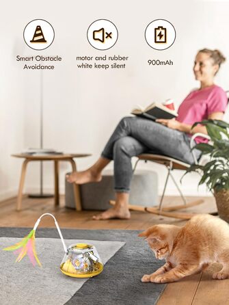 Інтерактивна іграшка для котів TGFIX 3 в 1 – електрична, з колесами та лазером, розвиваюча, з USB-зарядкою (жовта)