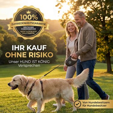 Рулетка для собак HUND IST KÖNIG 8м, висувна поводок до 50 кг, чорна