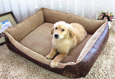 М'яке розкішне ліжко для собак GUOCU з знімним подушкою, водонепроникне, для домашніх тварин, різні розміри, коричневий, XXL (110x80x27 см)