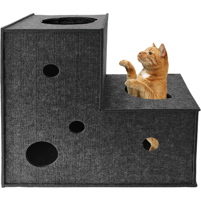 Туннель для котів Homegroove L-подібний, великий, з фільцу, інтерактивний, DIY, сірий