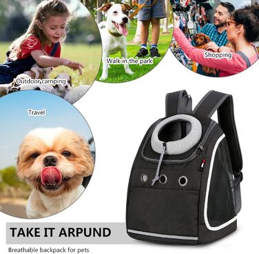 Рюкзак для собак та котів PETCUTE: зручний та практичний для подорожей, хаджінг, кемпінгу. Чорний колір.