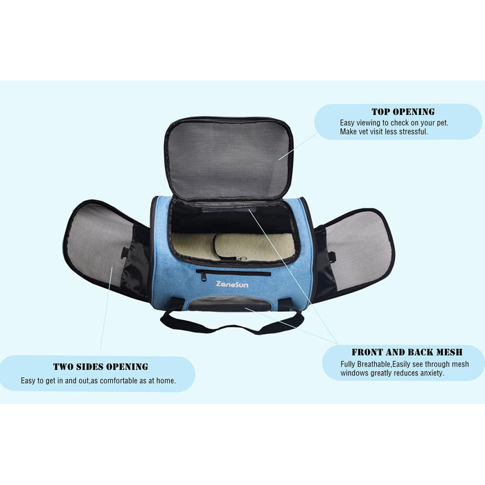 Трансформер-переноска для котів, кошенят, собак, цуценят ZaneSun, блакитна, для подорожей літаком, з сіткою, витривала