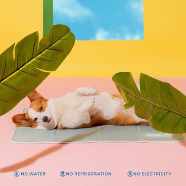 Охолоджувальний килимок для собак та котів TheGreenPetShop XL, самоактивуючий гель-мат для великих домашніх тварин (до 36 кг), шавлія/сірий