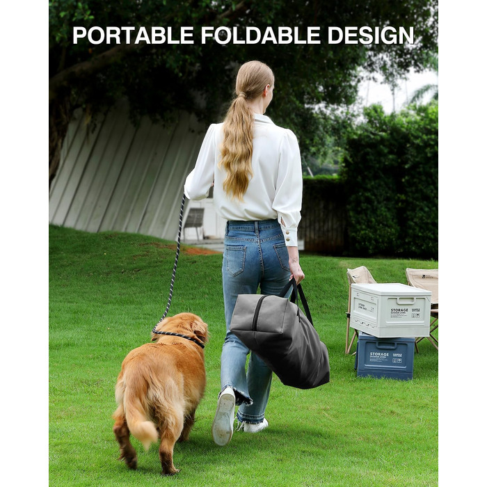 Складана переносна собача будка для середніх та великих собак, 61 см, 4 двері, для подорожей, з міцними сітчастими вікнами