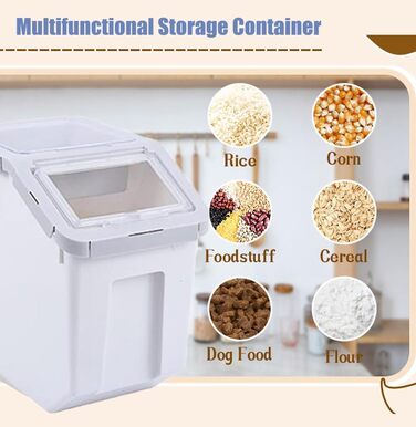 Контейнери для зберігання корму для тварин RUIAN, 2 шт. (сірий, рожевий, зелений) - ємності для сухого корму, зерна, рису, борошна з мірним стаканчиком та лопаткою на коліщатках