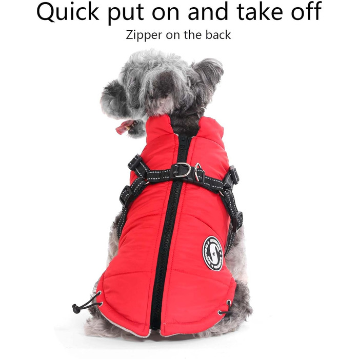 Теплий зимовий одяг для собак - куртка-манта для маленьких собак, червона (L)