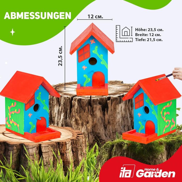 DIY годівничка для птахів: набір для збирання та розмальовки. Комплект включає молоток, цвяхи, фарби та інструкцію. Ідеально для дітей. Бренд Skylark