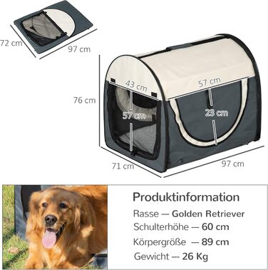 PawHut переносна переносна клітка для собак, транспортна коробка для тварин, 5 розмірів (темно-сірий, L)
