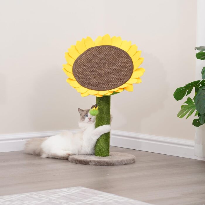 Catry Sonnenblume 2 в 1 Когтеточка для котів із натурального сизалю, іграшкою-бджілкою та лежаком. Мультифункціональні меблі для котів: для дряпання, лазіння та відпочинку