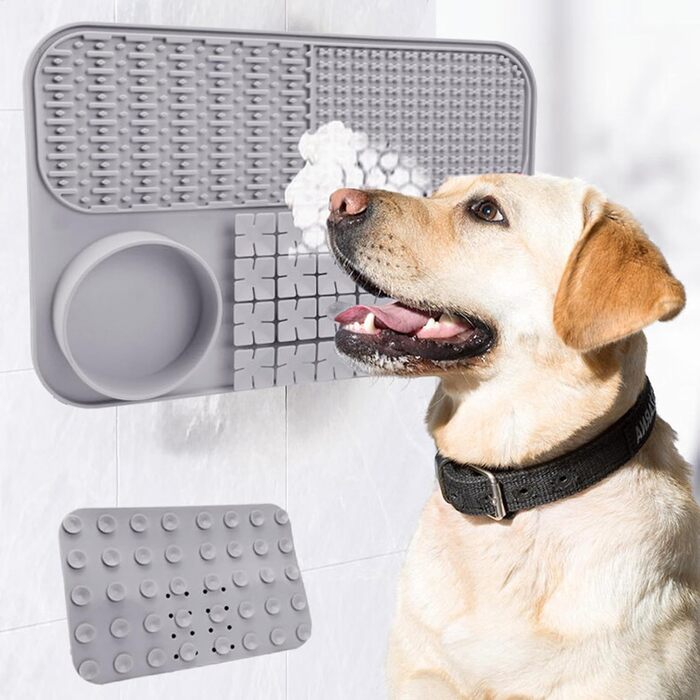 Силіконова килимок-іграшка для собак Licky Mat | Килимок для повільного годування собак | Килимок-нюхалка для цуценят Gray