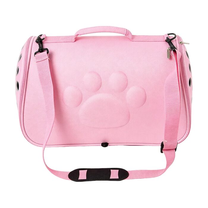 Транспортна сумка для кота | Сумка-переноска для тварин з плечовим ременем - для вигулів, подорожей, ветеринарних візитів, рожевого кольору